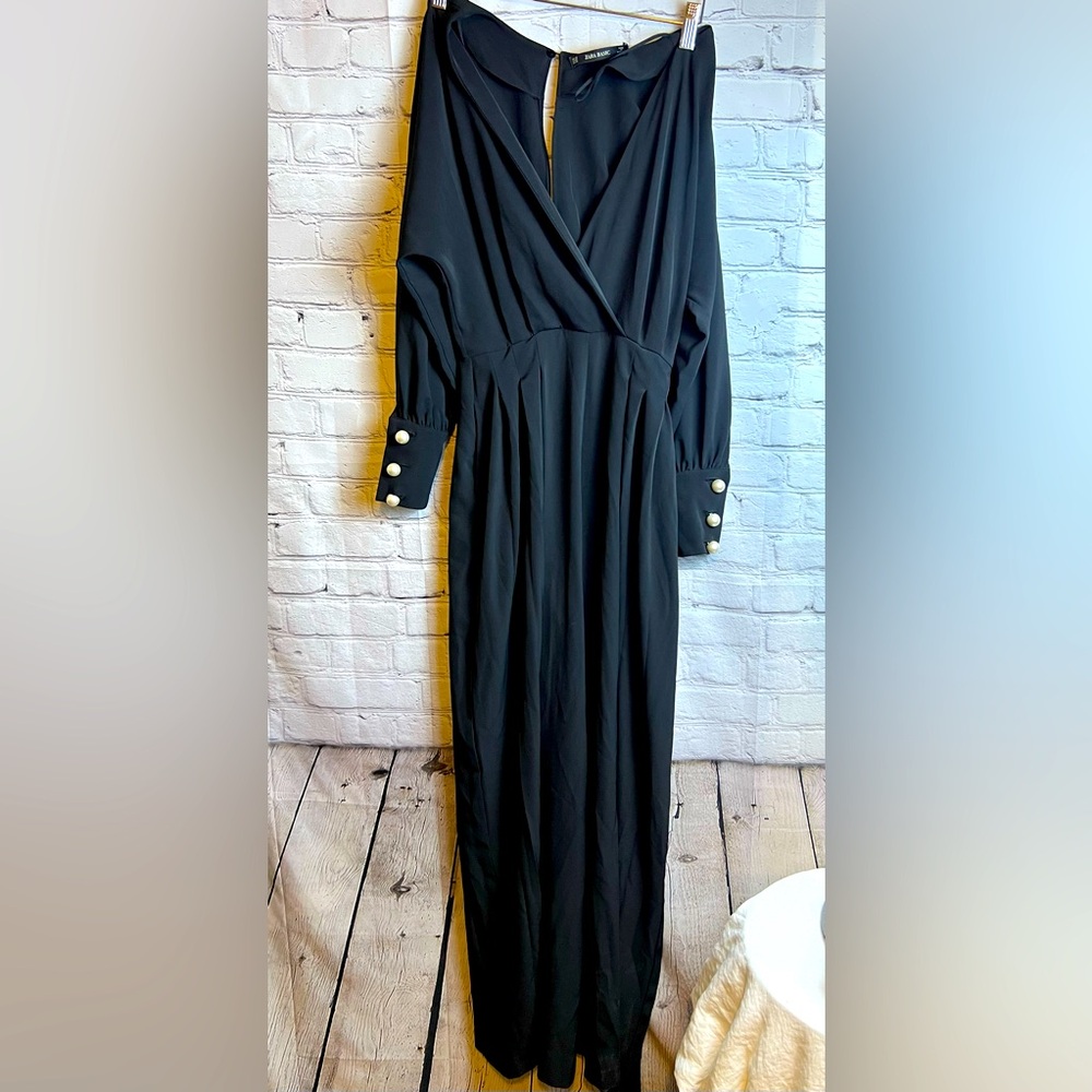 Zara Long Sleeve Jumpsuit with chunky peral buttons XS